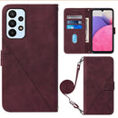 For Samsung Galaxy A23 5G Crossbody 3D Embossed Flip Leather Phone Case(Wine Red)