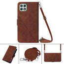 For Samsung Galaxy A22 5G Crossbody 3D Embossed Flip Leather Phone Case(Brown)