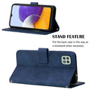 For Samsung Galaxy A22 5G Crossbody 3D Embossed Flip Leather Phone Case(Blue)