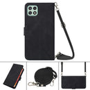 For Samsung Galaxy A22 5G Crossbody 3D Embossed Flip Leather Phone Case(Black)
