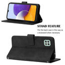 For Samsung Galaxy A22 5G Crossbody 3D Embossed Flip Leather Phone Case(Black)