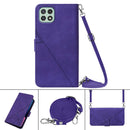 For Samsung Galaxy A22 5G Crossbody 3D Embossed Flip Leather Phone Case(Purple)