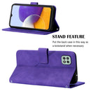 For Samsung Galaxy A22 5G Crossbody 3D Embossed Flip Leather Phone Case(Purple)
