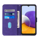For Samsung Galaxy A22 5G Crossbody 3D Embossed Flip Leather Phone Case(Purple)