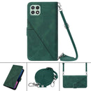 For Samsung Galaxy A22 5G Crossbody 3D Embossed Flip Leather Phone Case(Dark Green)