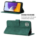 For Samsung Galaxy A22 5G Crossbody 3D Embossed Flip Leather Phone Case(Dark Green)