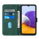 For Samsung Galaxy A22 5G Crossbody 3D Embossed Flip Leather Phone Case(Dark Green)