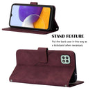 For Samsung Galaxy A22 5G Crossbody 3D Embossed Flip Leather Phone Case(Wine Red)