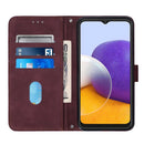 For Samsung Galaxy A22 5G Crossbody 3D Embossed Flip Leather Phone Case(Wine Red)