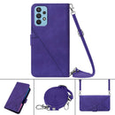 For Samsung Galaxy A32 5G / M32 5G Crossbody 3D Embossed Flip Leather Phone Case(Purple)