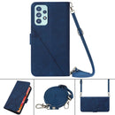 For Samsung Galaxy A53 5G Crossbody 3D Embossed Flip Leather Phone Case(Blue)