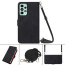 For Samsung Galaxy A53 5G Crossbody 3D Embossed Flip Leather Phone Case(Black)