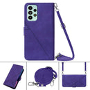 For Samsung Galaxy A53 5G Crossbody 3D Embossed Flip Leather Phone Case(Purple)