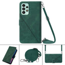 For Samsung Galaxy A53 5G Crossbody 3D Embossed Flip Leather Phone Case(Dark Green)