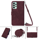 For Samsung Galaxy A53 5G Crossbody 3D Embossed Flip Leather Phone Case(Wine Red)