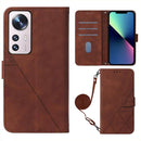 For Xiaomi 12 Crossbody 3D Embossed Flip Leather Phone Case(Brown)
