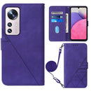 For Xiaomi 12 Crossbody 3D Embossed Flip Leather Phone Case(Purple)
