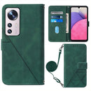 For Xiaomi 12 Crossbody 3D Embossed Flip Leather Phone Case(Dark Green)