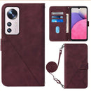 For Xiaomi 12 Crossbody 3D Embossed Flip Leather Phone Case(Wine Red)
