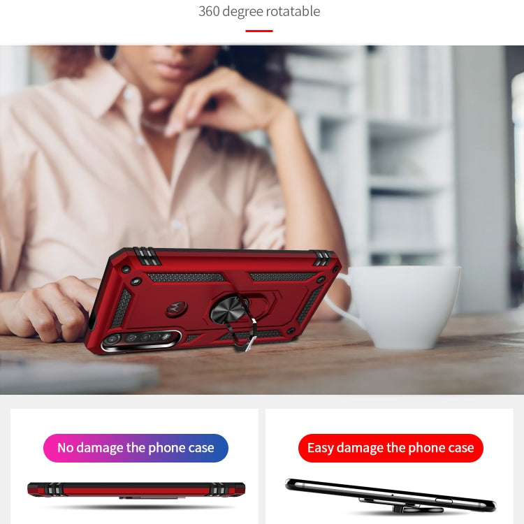 For Motorola Moto G8 Plus Armor Shockproof TPU + PC Protective Case with 360 Degree Rotation Holder(Black)