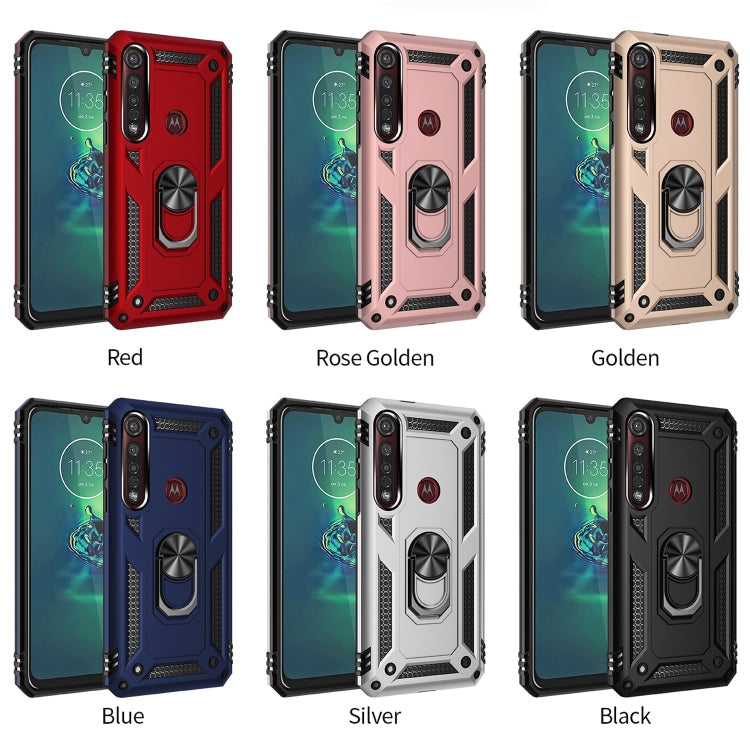 For Motorola Moto G8 Plus Armor Shockproof TPU + PC Protective Case with 360 Degree Rotation Holder(Black)