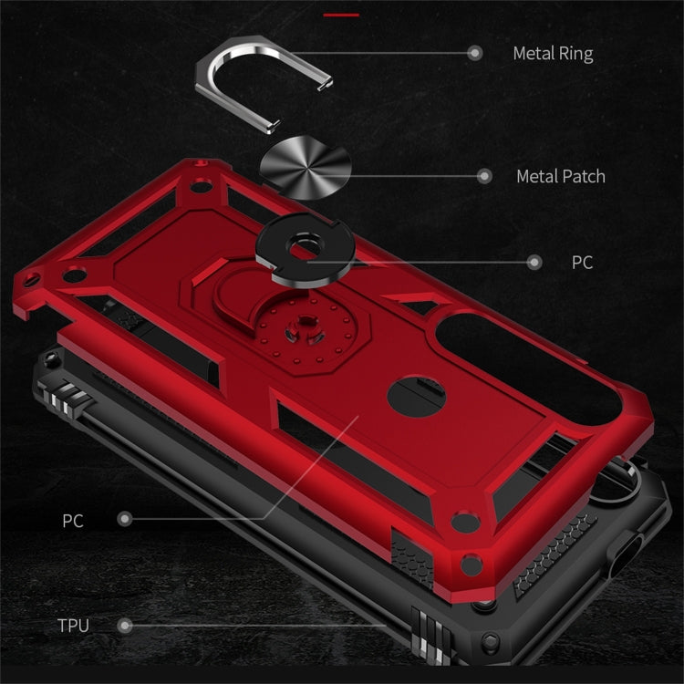 For Motorola Moto G8 Plus Armor Shockproof TPU + PC Protective Case with 360 Degree Rotation Holder(Rose Gold)