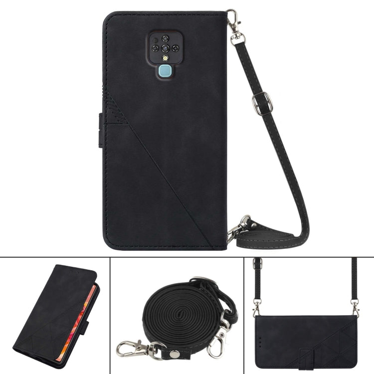 For Tecno Camon 16 Crossbody 3D Embossed Flip Leather Phone Case(Black)