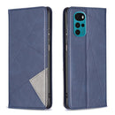 For Motorola Moto G22 Prismatic Invisible Magnetic Leather Phone Case(Blue)