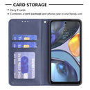 For Motorola Moto G22 Prismatic Invisible Magnetic Leather Phone Case(Blue)