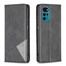 For Motorola Moto G22 Prismatic Invisible Magnetic Leather Phone Case(Black)