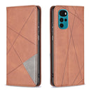 For Motorola Moto G22 Prismatic Invisible Magnetic Leather Phone Case(Brown)