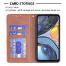 For Motorola Moto G22 Prismatic Invisible Magnetic Leather Phone Case(Brown)