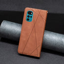 For Motorola Moto G22 Prismatic Invisible Magnetic Leather Phone Case(Brown)