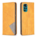 For Motorola Moto G22 Prismatic Invisible Magnetic Leather Phone Case(Yellow)