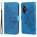 For Honor 50 SE / Huawei nova 9 SE 7-petal Flowers Embossed Flip Leather Phone Case(Blue)