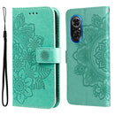 For Honor 50 SE / Huawei nova 9 SE 7-petal Flowers Embossed Flip Leather Phone Case(Green)