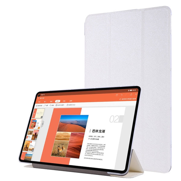 For Huawei MatePad Pro 10.8 inch Silk Texture Horizontal Flip Leather Case with Three-folding Holder(White)
