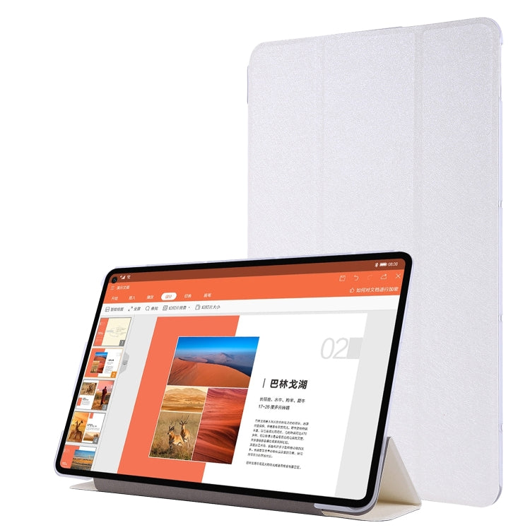 For Huawei MatePad Pro 10.8 inch Silk Texture Horizontal Flip Leather Case with Three-folding Holder(White)