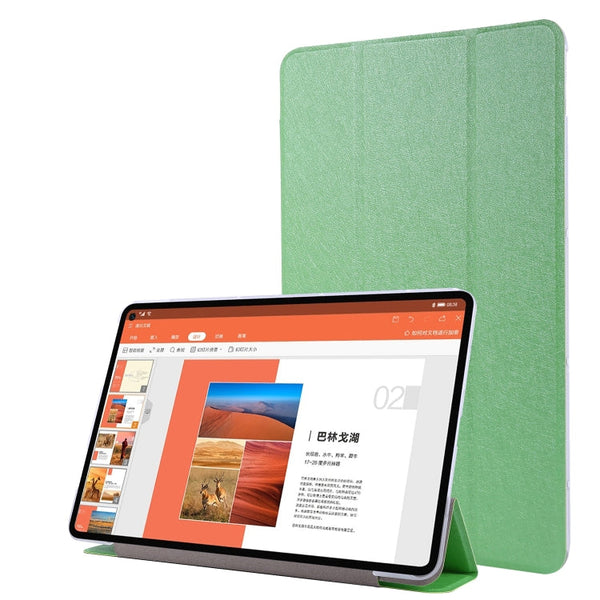 For Huawei MatePad Pro 10.8 inch Silk Texture Horizontal Flip Leather Case with Three-folding Holder(Green)
