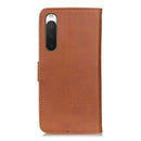 For Sony Xperia 10 IV KHAZNEH Cowhide Texture Horizontal Flip Leather Phone Case(Brown)