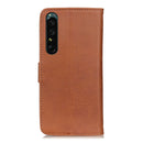 For Sony Xperia 1 IV KHAZNEH Cowhide Texture Horizontal Flip Leather Phone Case(Brown)