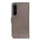For Sony Xperia 1 IV KHAZNEH Cowhide Texture Horizontal Flip Leather Phone Case(Khaki)