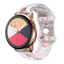 For Samsung Galaxy Watch Active Printing Butterfly Buckle Silicone Watch Band(White Flowers)
