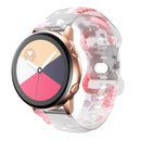 For Samsung Galaxy Watch Active Printing Butterfly Buckle Silicone Watch Band(Pink Flowers)
