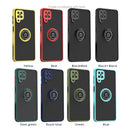 For Samsung Galaxy A12 Q Shadow I Ring Kickstand PC and TPU Hybrid Phone Case(Black+Red)