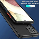 For Samsung Galaxy A12 Q Shadow I Ring Kickstand PC and TPU Hybrid Phone Case(Black+Red)