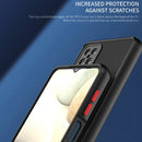 For Samsung Galaxy A12 Q Shadow I Ring Kickstand PC and TPU Hybrid Phone Case(Black+Red)
