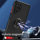 For Samsung Galaxy A12 Q Shadow I Ring Kickstand PC and TPU Hybrid Phone Case(Black+Black)