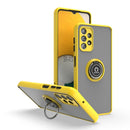 For Samsung Galaxy A13 4G Q Shadow I Ring Kickstand PC and TPU Hybrid Phone Case(Yellow)