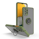 For Samsung Galaxy A13 4G Q Shadow I Ring Kickstand PC and TPU Hybrid Phone Case(Green)